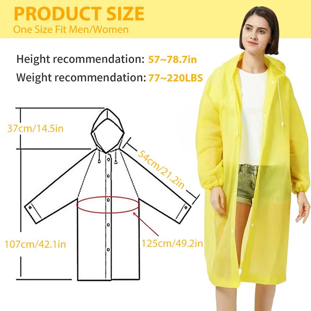 PALAY Rain Ponchos for Men Women, Reusable PEVA Raincoats with Hood for Rain Ponchos for Camping, Hiking, Music Festival, Outdoor Activities