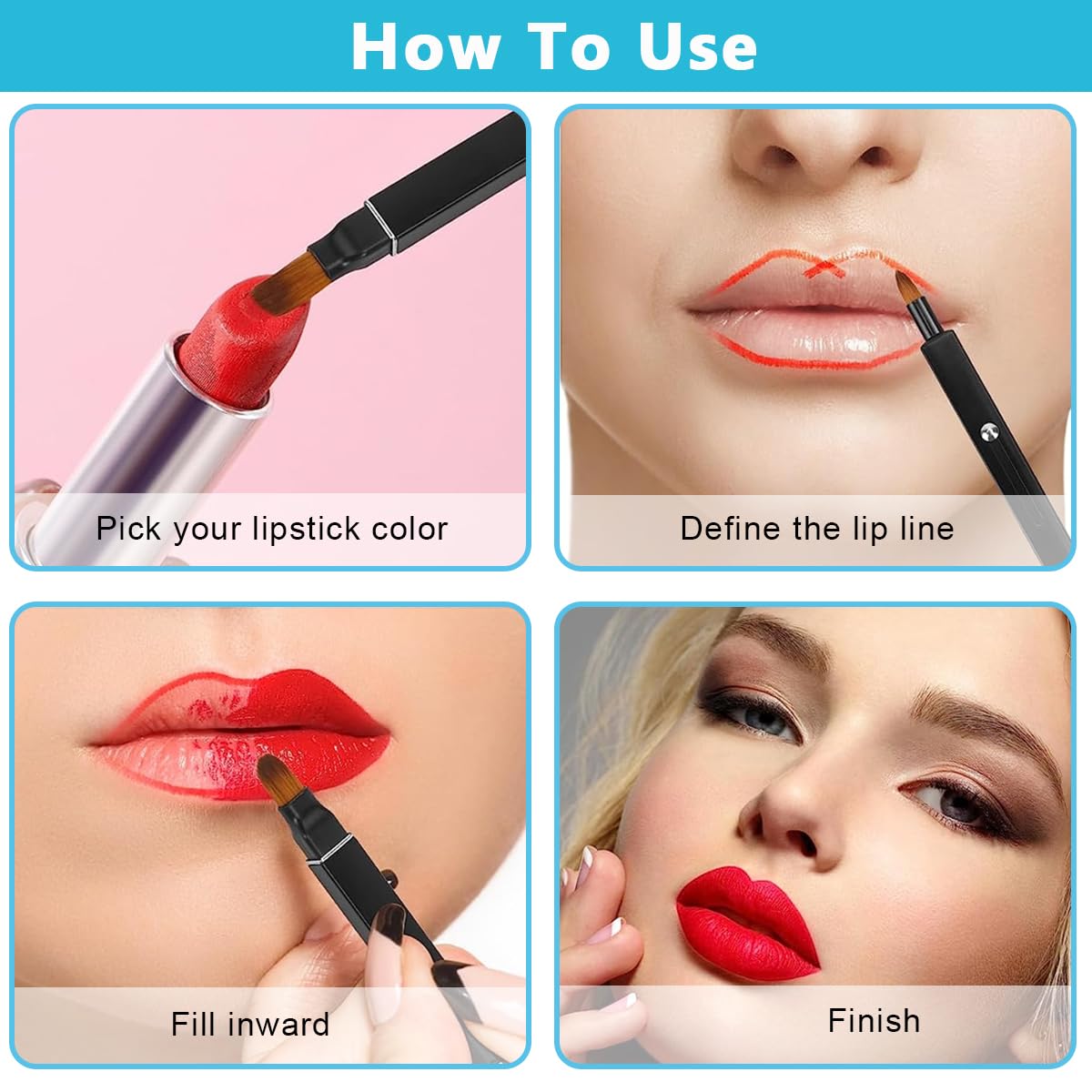MAYCREATE Retractable Lipstick Brush for Women Girls, 2 in 1 Double-ended Lip Makeup Brushes with Cap, Travel Dustproof Lip Liner Brush for Lip Balm, Lip Gloss, Eyeshadow Smudge Concealer - Black