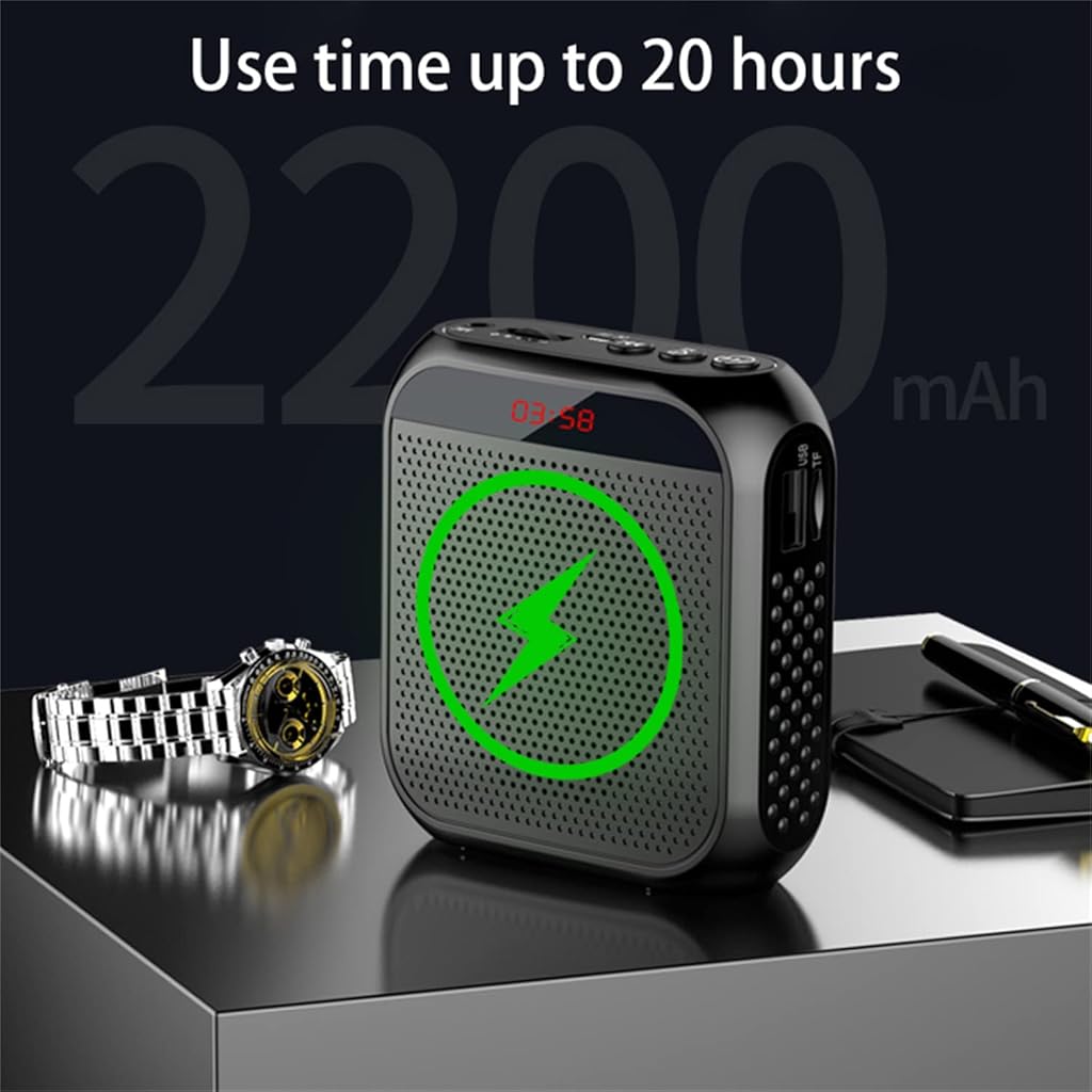 ZORBES® Voice Amplifier for Teachers Microphone Headset Set 2200 mAh with Support TF Card U Flash Disk Portable Tour Guide Coach Speaker Black 2 PCS