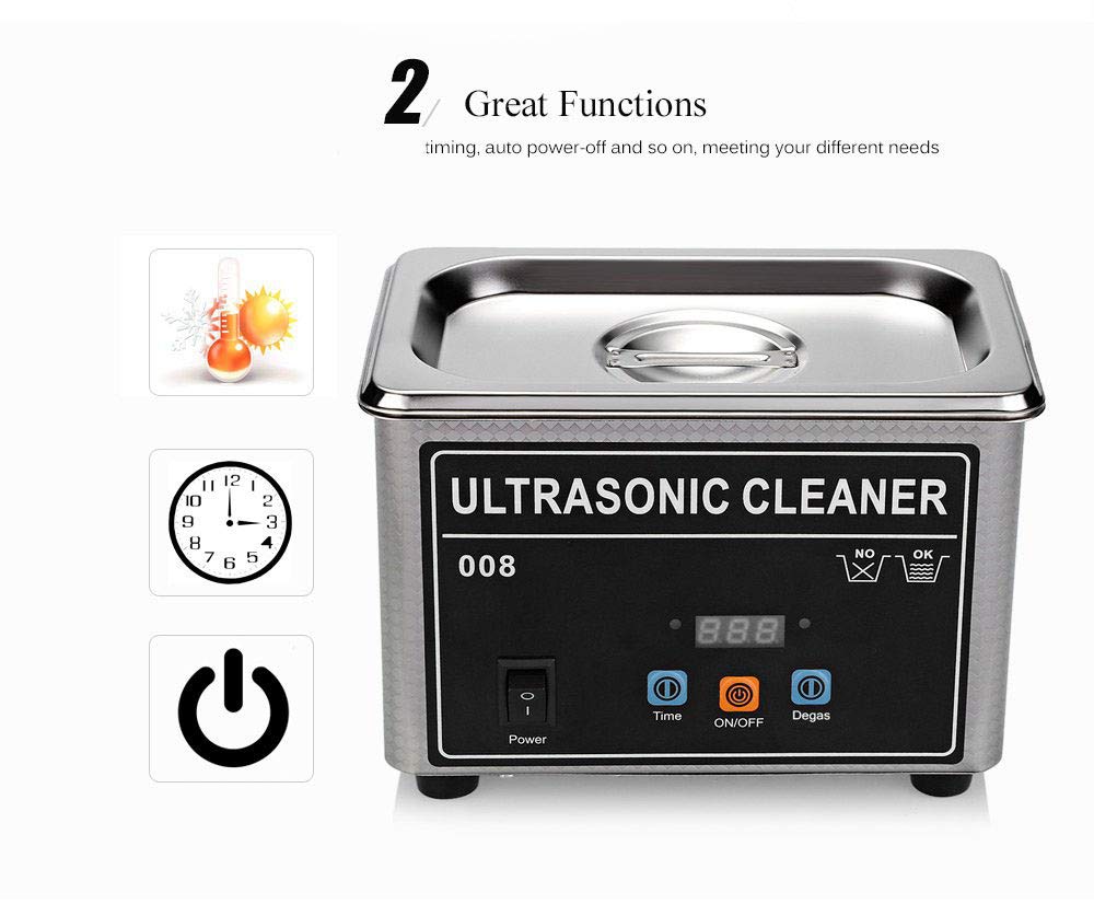 Verilux 0.8L Mini Ultrasonic Cleaner Machine Digital Timer 42KHz Sonic Cleaner with Digital Timer Basket for Small Silver Metal Parts(17.5CM*11CM*12.5CM)