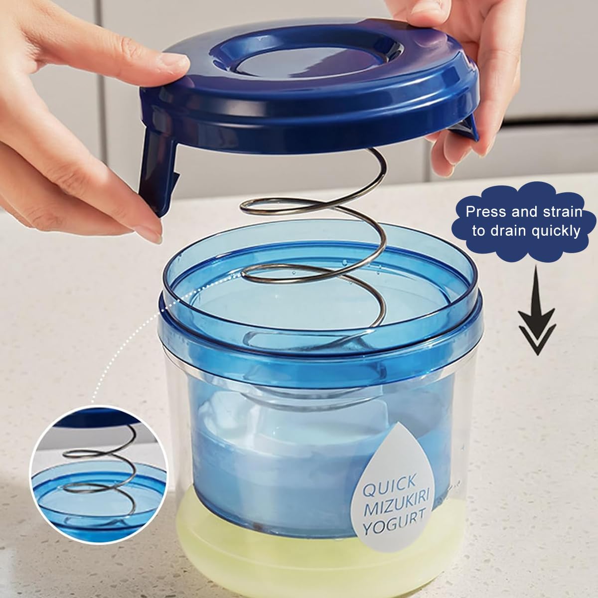 HASTHIP Yogurt Strainer, Yogurt Maker Strainer Cheese Maker Spring-Loaded Yogurt Press BPA Free Reusable Yogurt Strainer Greek Yogurt Strainer Home Made Yogurt Strainer