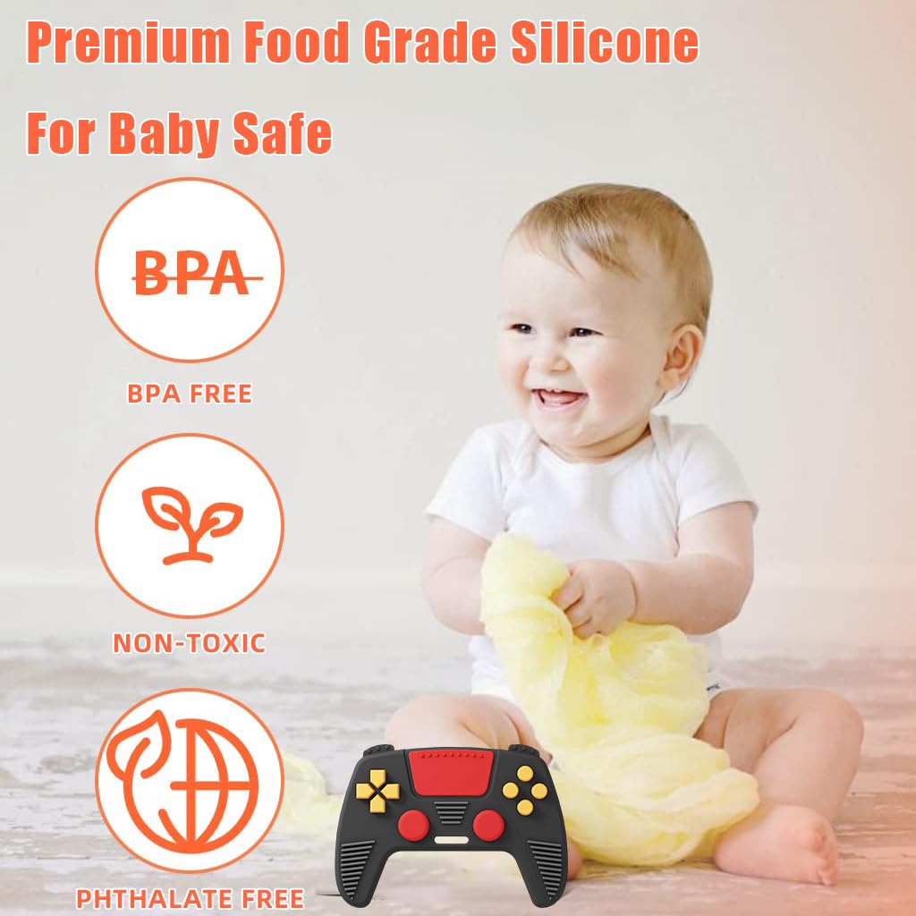 PATPAT Silicone Teether for 6 to 12 Months Baby, Baby Teethers for 3+ Month BPA Free, Gamepad Shaped Teething Toys for Babies, Baby Mouth Toys and Chew Toys, Teether for Baby Teething Toys Gift