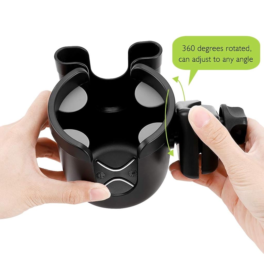 Proberos® Stroller Cup Holder with Phone Holder, 2-in-1 Cup Stroller for Bike Universal Strollers, Bike, Wheelchair, Walker, Scooter - Black