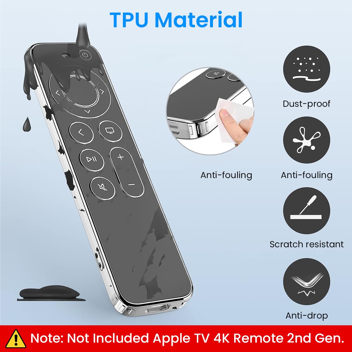 ZORBES Black TPU Case for Apple TV 4K Remote 2nd Gen. Apple TV 4K Case Remote 2nd Generation, TPU Anti-Scratch Protective Case Cover for Apple TV 4K Remote 2nd Gen