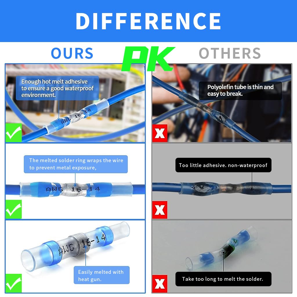 Serplex 120pcs Solder Seal Wire Connector Heat Shrink Tube Solder Connectors Solder Terminals Heat Shrink Wire Connectors Solder Sleeve Waterproof Insulated Automotive Marine Electrical Wire Terminal