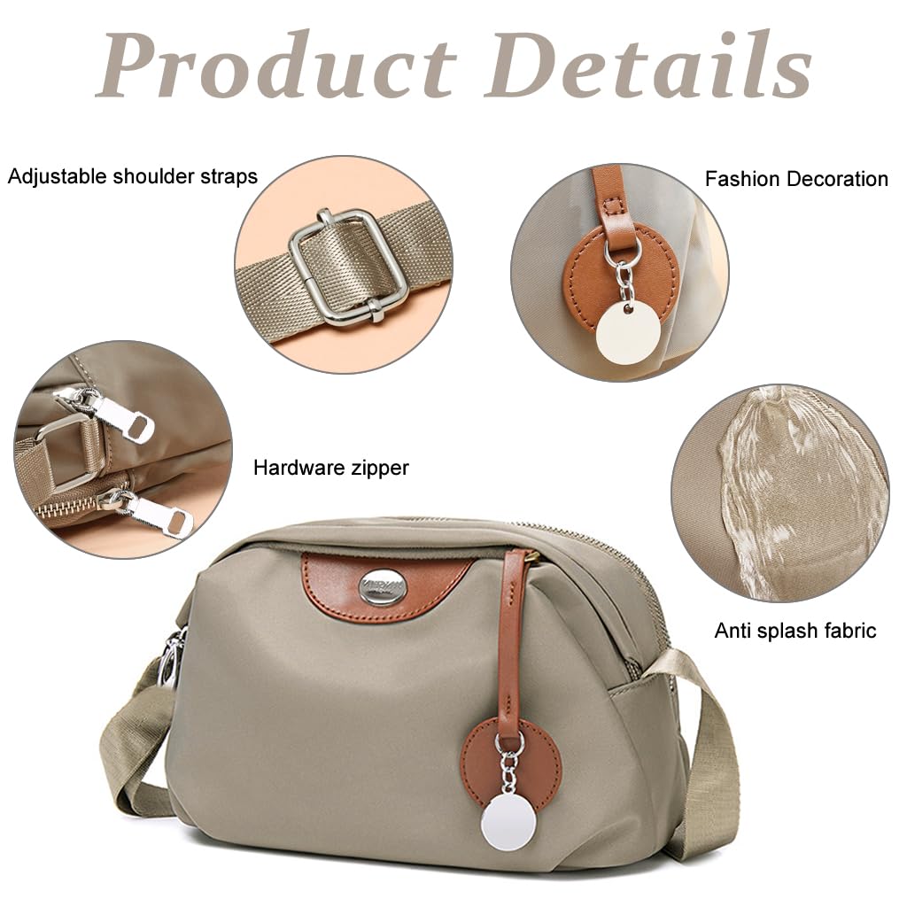 PALAY Fashion Women Crossbody Bag Casual Nylon Daily Bag Shoulder Bag Double Layer Waterproof Shoulder Bag Fashion Women Messenger Bag Versatile Crossbody Bag for Daily, Commuting, Travel