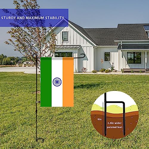Optifit Flag Stand with 1 Clip & 2 Anti-Wind Clips for House Flags, Decorative Flags, Yard Flags, Seasonal Flags, Metal Garden Flag Stand-Holder-Pole for Diwali, Festivals Flag