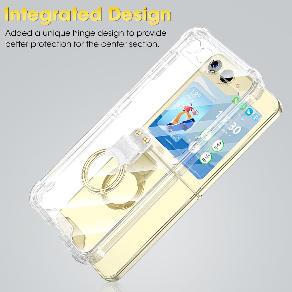 ZORBES Phone Case for Samsung Galaxy Z Flip 5 One Piece Phone Cover with Phone Grip Anti Scratch TPU Frame Phone Case Protection Case Cover for Samsung Galaxy Z Flip 5 5G Clear