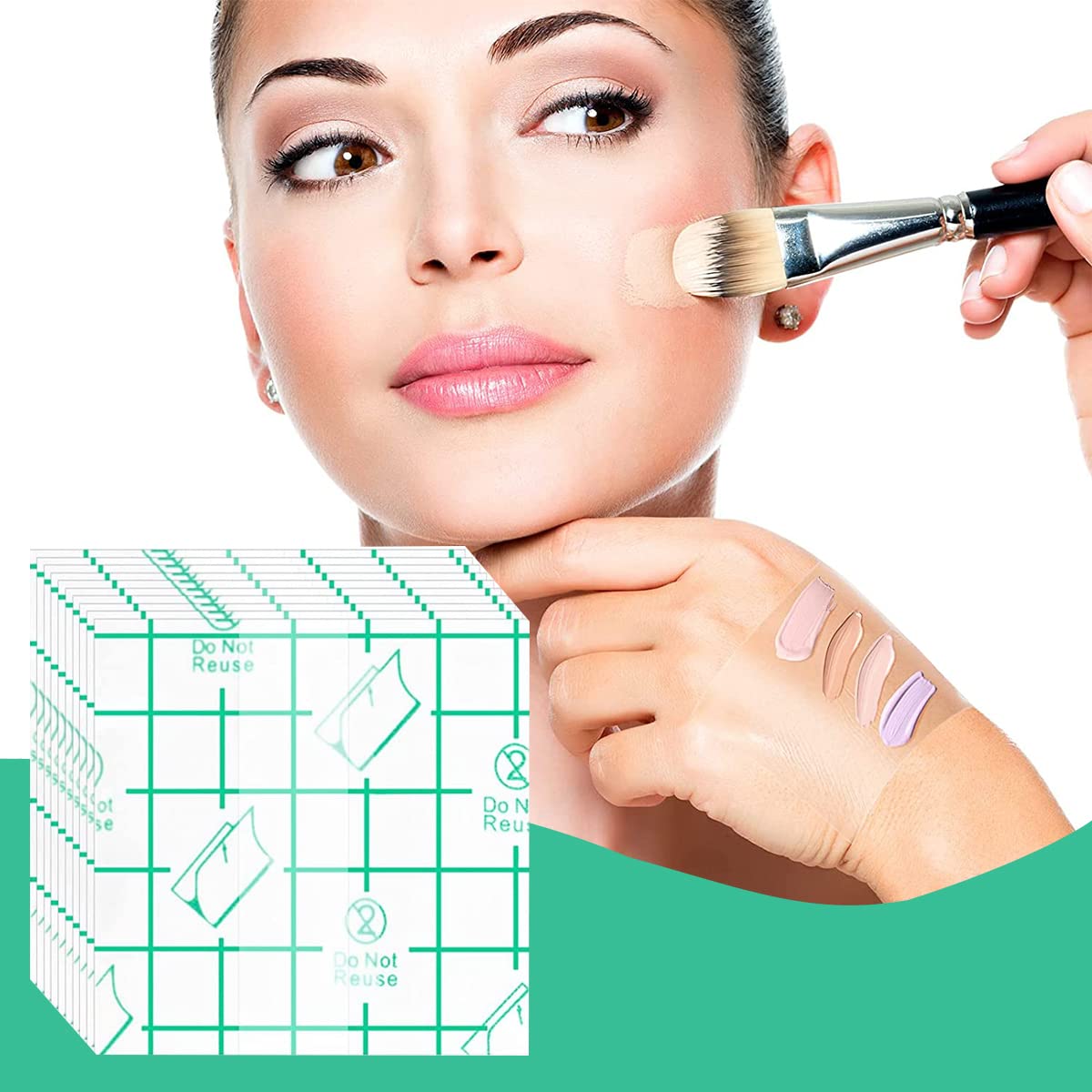 MAYCREATE 100Pcs Hand Palette for Makeup PU Film Makeup Palette Artist Must Haves Waterproof Transparent Adhesive Makeup Mixing Tape for Foundataion Blending (2.4''x2.4