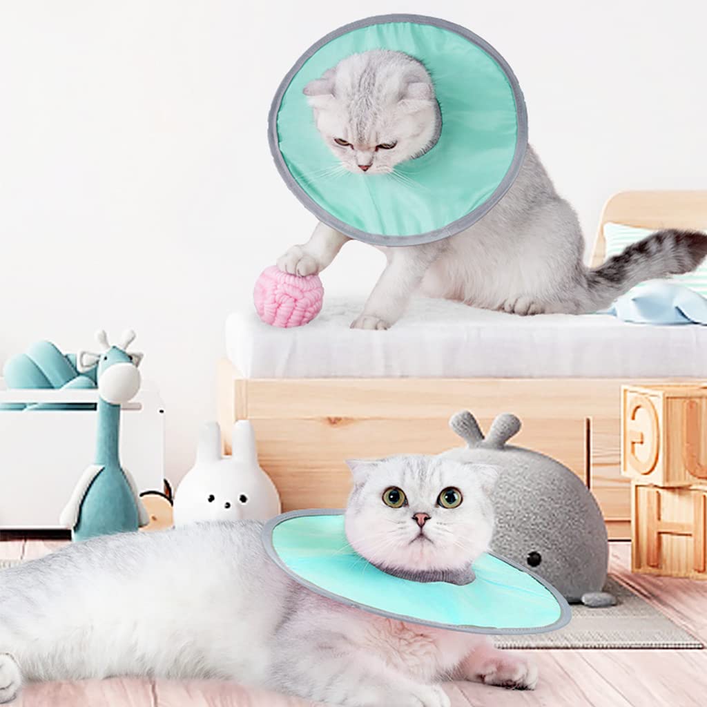 Qpets Cat Cone Collar Adjustable Size Cats Cone Collar, After Surgery for Anti-Licking Cat Cone Collar, Surgery Recovery Collar for Pet (M, Diameter 25cm)