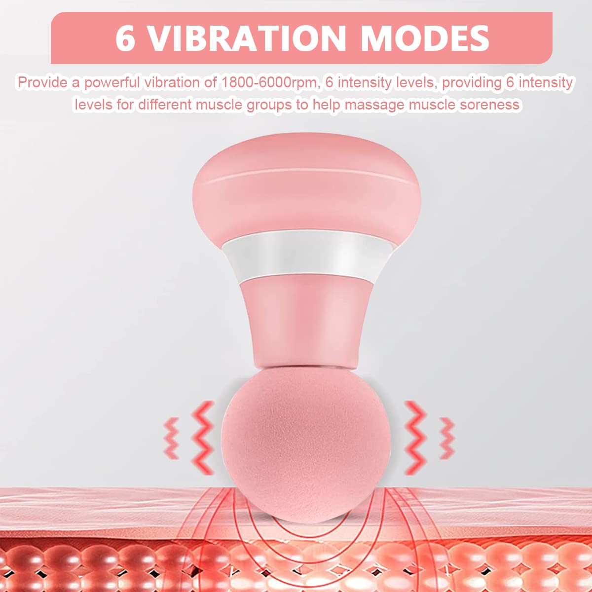 MAYCREATE Mini Electric Handheld Massager For Shoulder, USB Rechageable Vibrating Deep Muscle Stimulator Powerful 6 Vibration Modes for Back Full Body Muscle Pain Relief