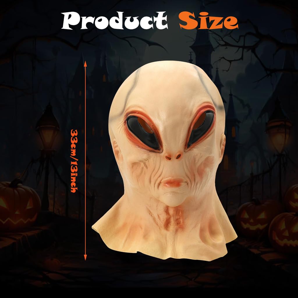 FANCYKU Halloween Alien Funny Mask, 2024 Horror Masquerade Skeleton Mask, Realistic Masks for Adults Human Face, Scary Skull Latex Mask for 15-45 Year Olds