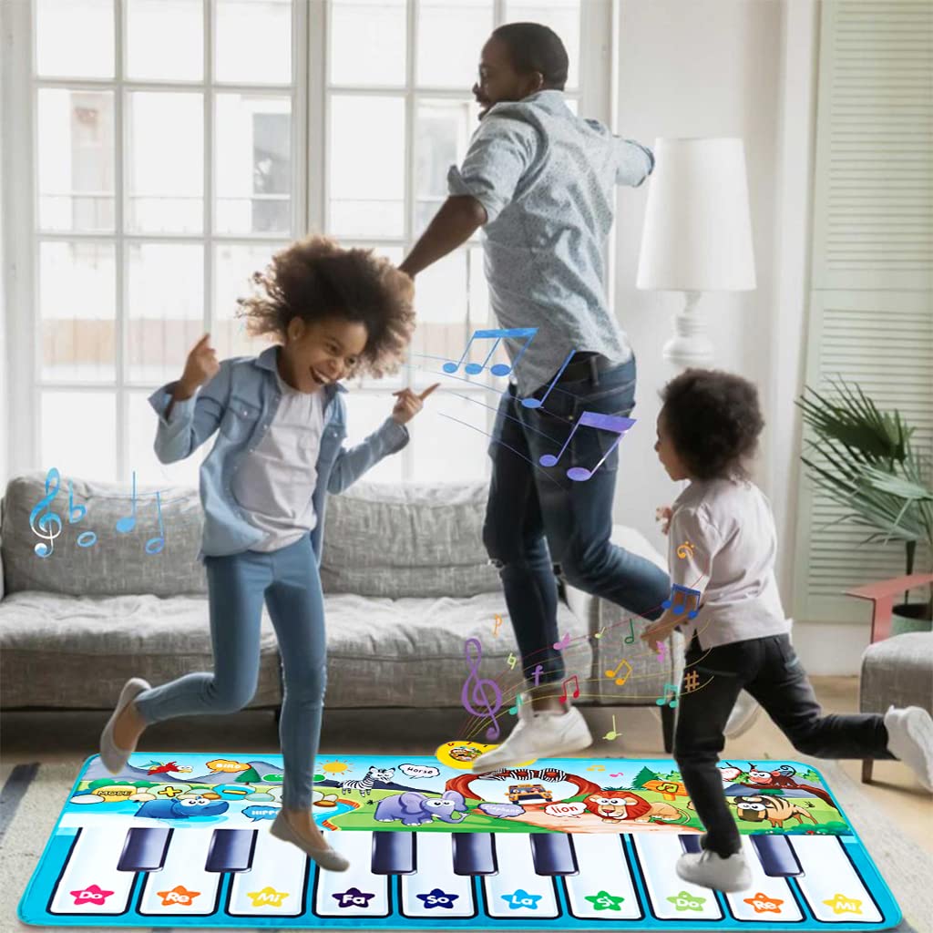 PATPAT Musical Mat for Kids,Large Size Musical Mat Piano Keyboard Play Mat Floor Music Mat for Toddlers, Early Educational Toys Musical Toys Gift Kids Toys for Boys Girls 3+ Year (59x24inch)