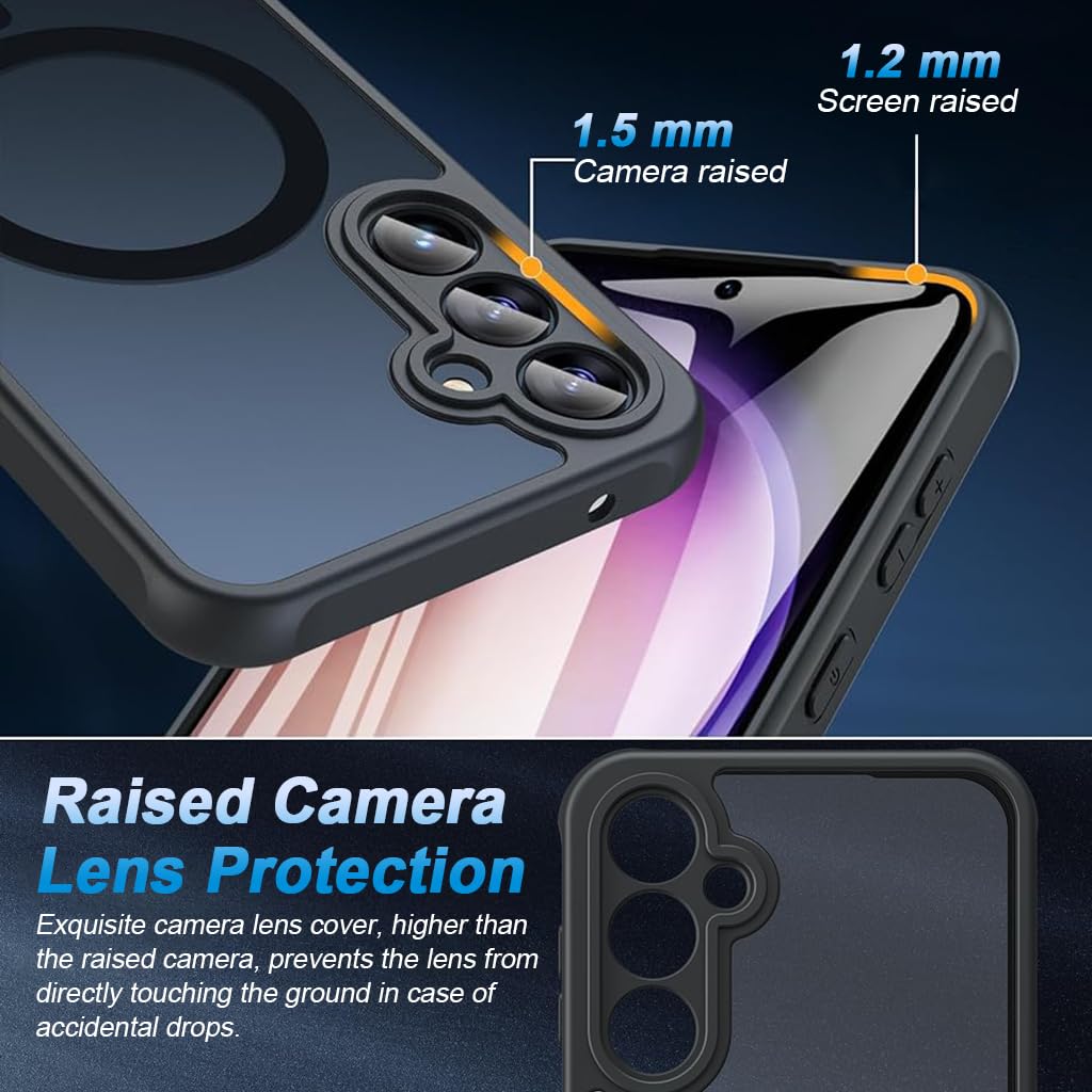 ZORBES Phone Case for Samsung Galaxy S23 FE Fashion Slim Phone Cover Support Magnetic Wireless Charging Anti-Scratch Protective Case Shockproof Matte Phone Covers for Galaxy S23 FE Black