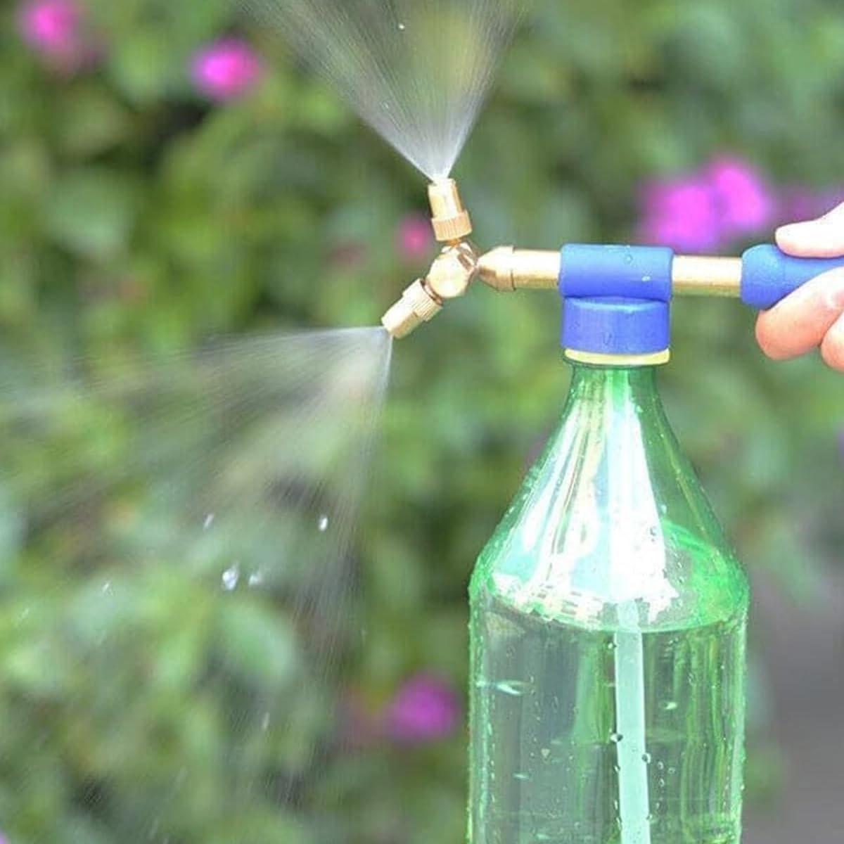 HASTHIP Garden Manual Sprayer Easy Pump Sprayer for Bottles Dual-nozzle Handheld Push Pull Pump Sprayer Mist Sprayer with 2 Modes Heavy Duty Brass Manual Pump Sprayer for Gardening, Watering
