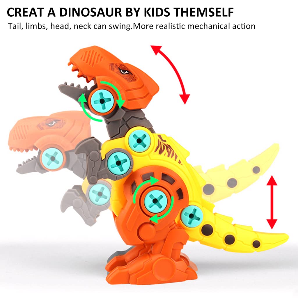 PATPAT Dinosaur Toys for Kids STEM Construction Building Toys for Kids,Dinosaur Toy with Toy Screwdriver Dinosaur Egg Assembling Building Block Toy Birthday Gifts for 3-8 Year Old Boys Girls (Orange)