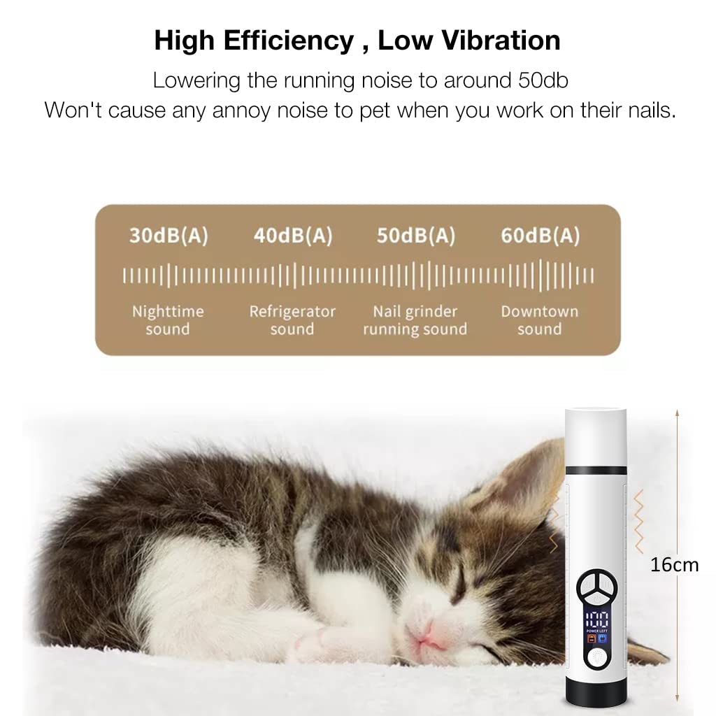 Qpets Electric Nail Trimmer for Pet Nail Grinder Rechargable Pet Nail Trimmer with LED, Diamond Grinding Bit Adjustable Speed Nail Trimmer Grinder for Dog Cats