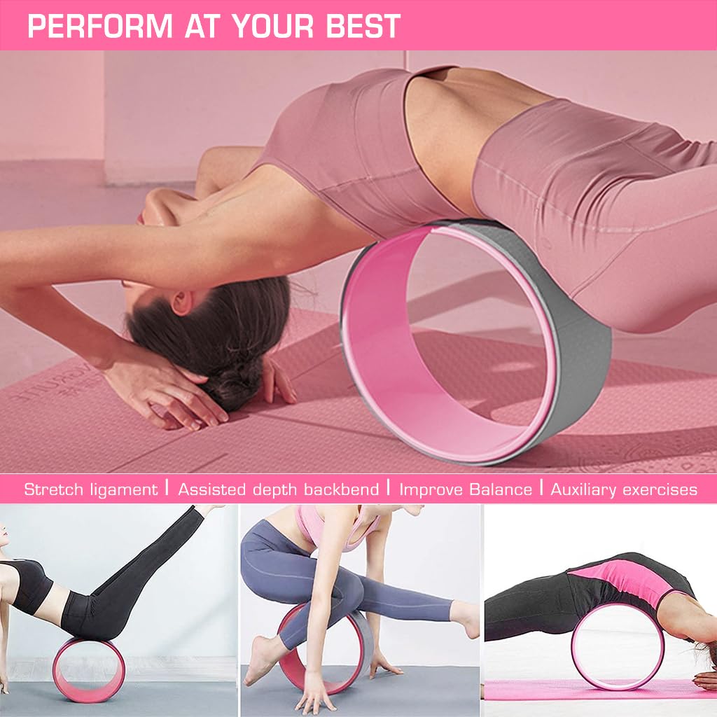 Proberos Yoga Wheel Yoga Back Stretching Loop 10mm Thicken PET Anti-slip Balance Training Flexibility Training Loop 150KG Loading Capacity Yoga Wheel for Men Women