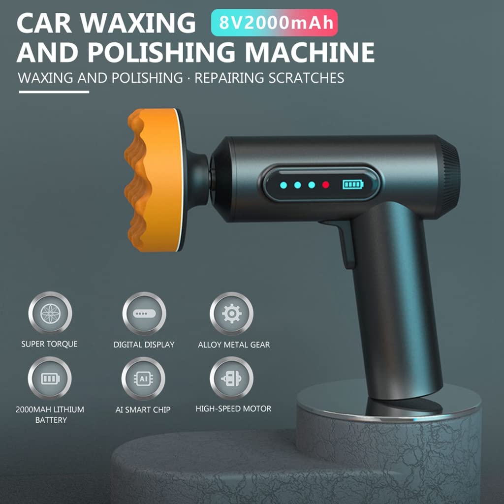 Serplex Cordless Electric Car Polish Machine 2000RPM Car Wax Polish Machine Kit with 3 Buffing Pad Car Polish Machine Kit for Polishing