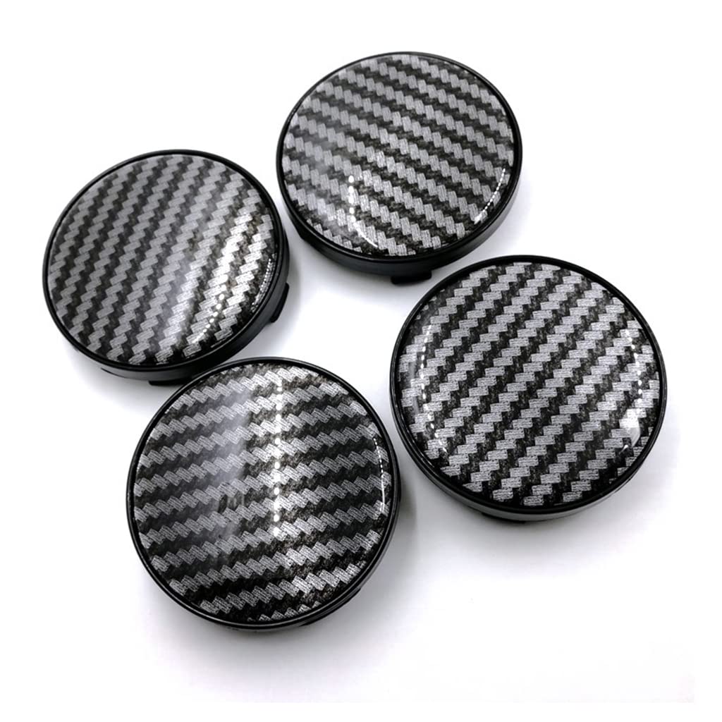 ZIBUYU 4Pcs Car Wheel Center Hub Caps, Mirror Carbon Fiber Wheel Hub Cap Stripy Car Wheel Center Caps DIY Car Modification Accessories for BMW Audi Kia Ford Toyota Honda Suzuki (56mm)