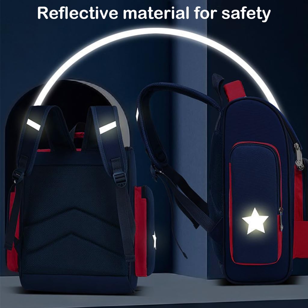 FANCYKU School Backpack for Boy Kids Spider Man Waterpoof Large Capacity School Bag, Travel, Camping, Burden-relief Backpack for Kids Gift (6-12 Years Old), Red