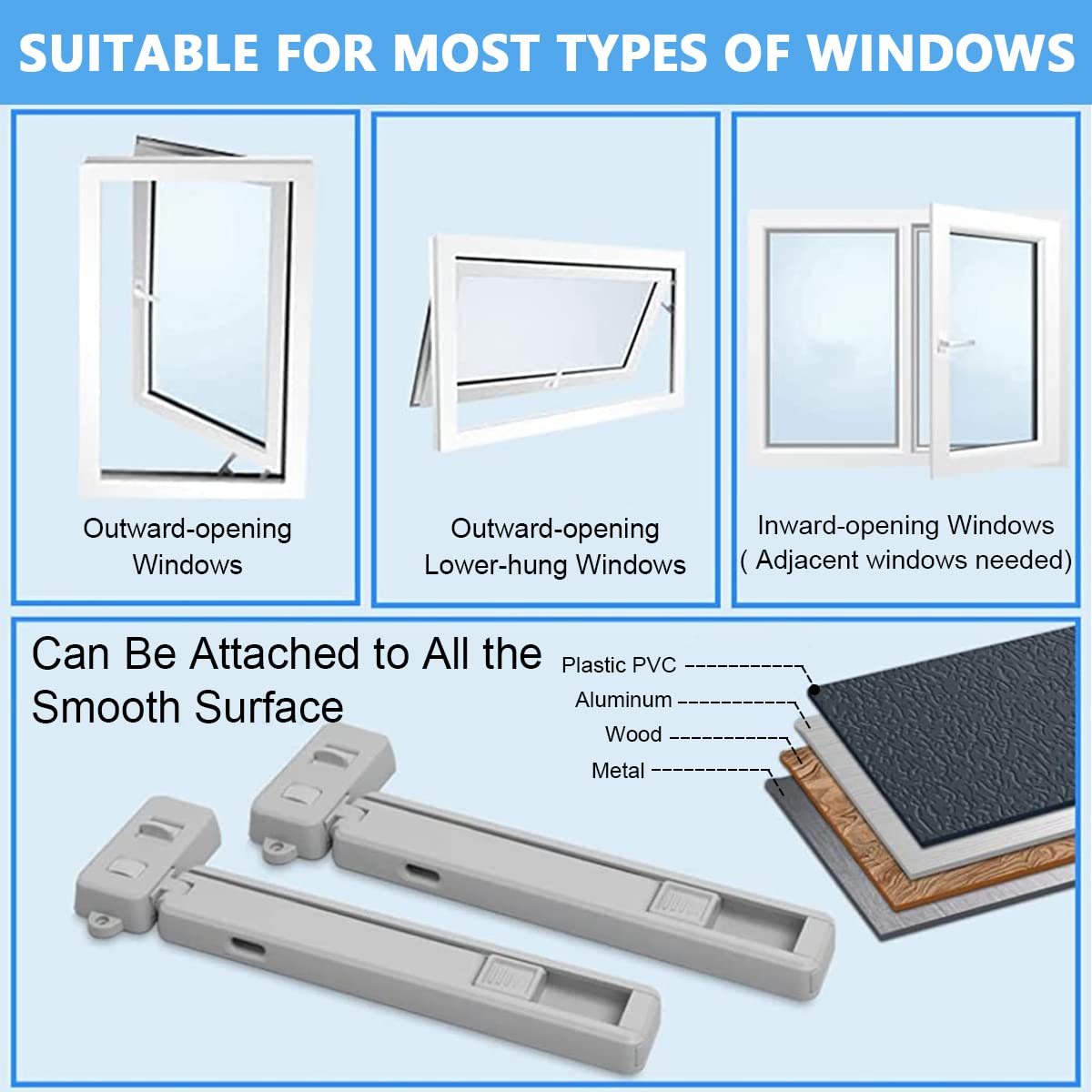 HASTHIP Baby Safety Window Lock, Adjustable Window Gap Size Baby Safety Window Restrictor, Childproof Window Safety Lock for Kids&Pets