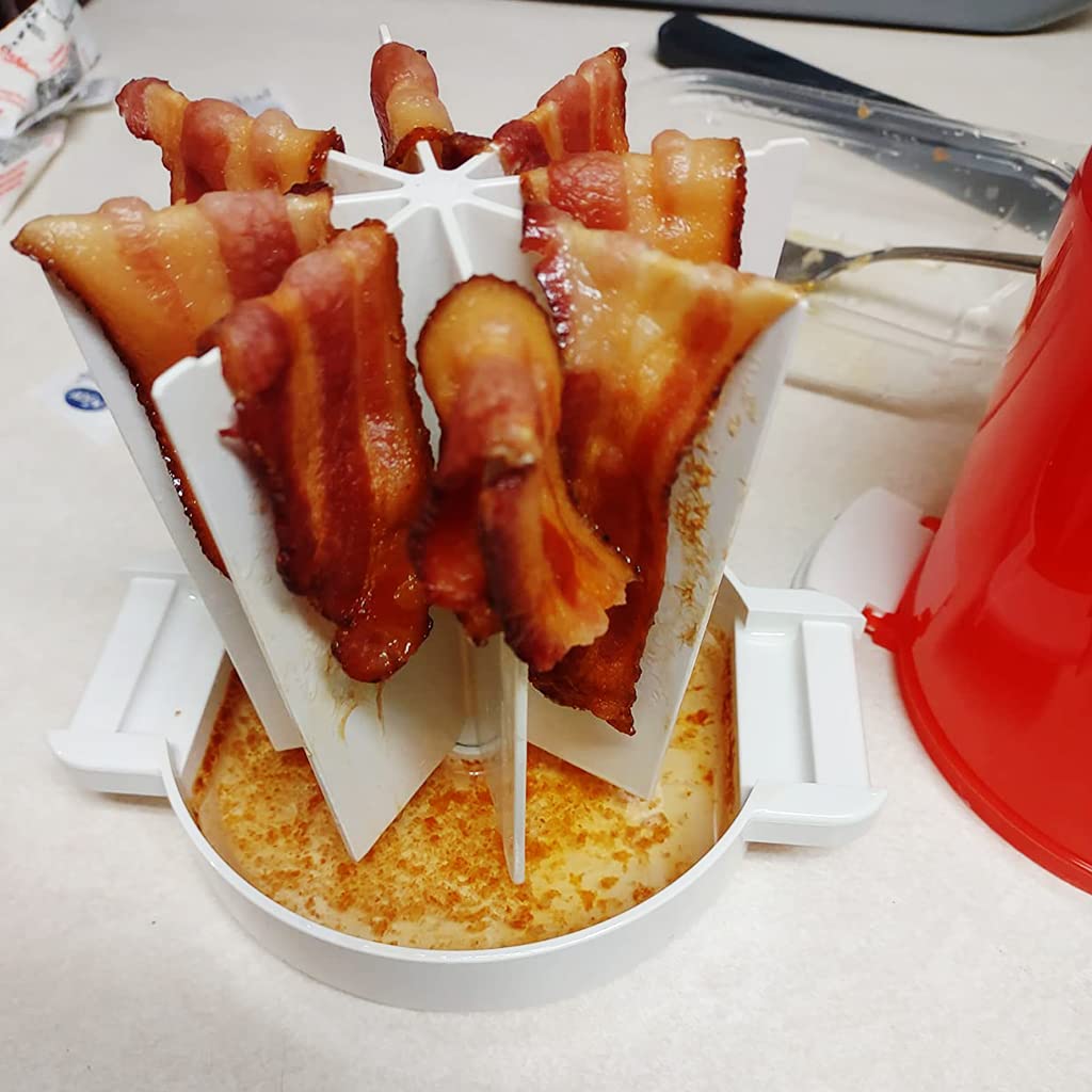 HASTHIP Microwave Cooker, Microwave Oven Bacon Grill Rack, Make Yummy, Crispy, Healthy Bacon in Your Microwave, Splatter-Proof & Mess-Free Design, Pour The Grease Right Out, Easy-to-Clean