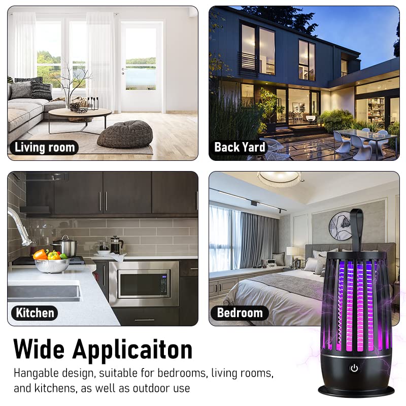 HASTHIP UV Mosquito Mosquito Killer Lamp with Night Light and1200mAh Battery, Quiet Electronic Insect Killer Machine and All Common Flies, Hanging Electric Bug Zapper for Indoor Outdoor Camping