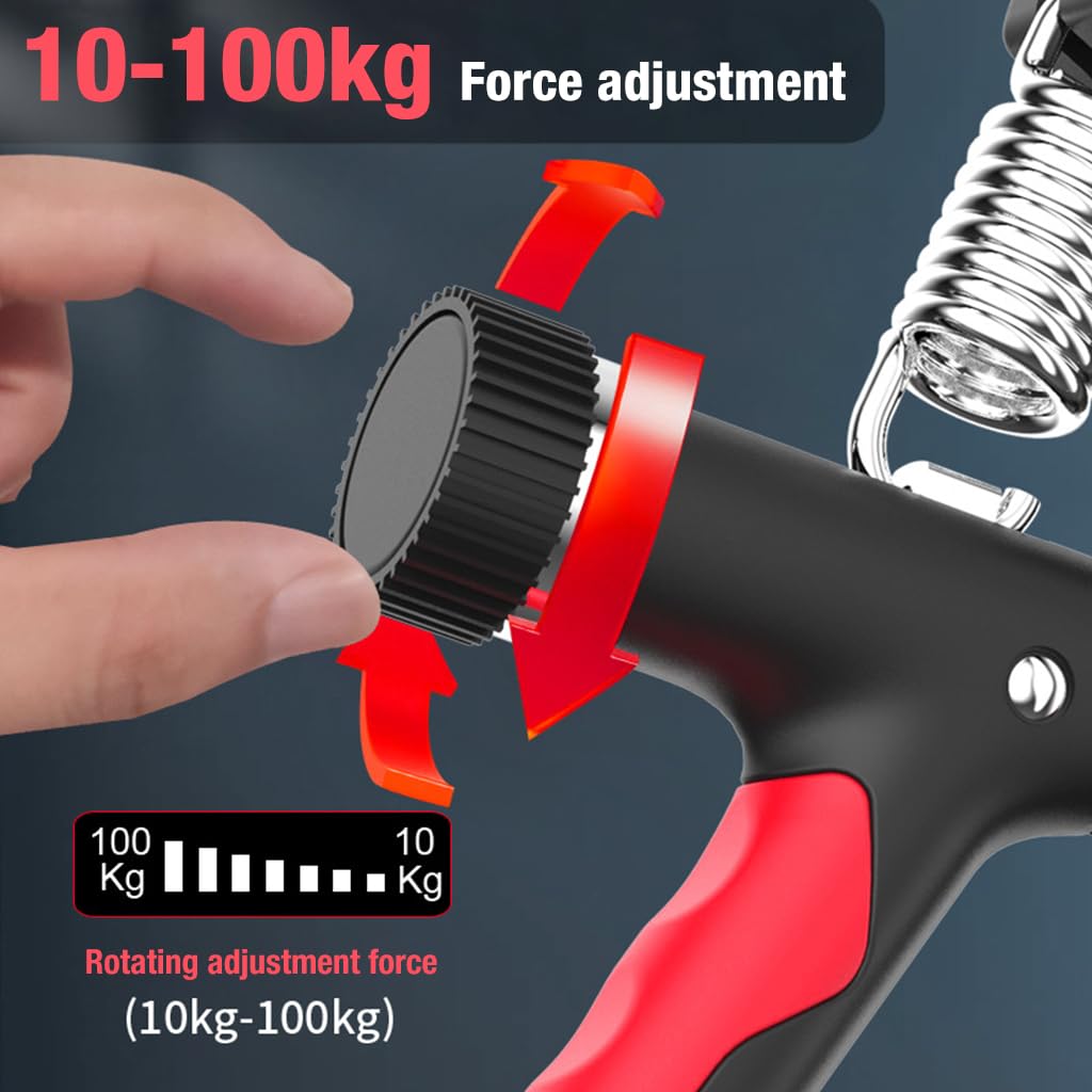Proberos Hand Grip Strength Trainer, Hand Grip Strengthener with Counter, Adjustable Resistance 10 to 100kg, Non-Slip Gripper, for Athletes & Hand Exercising