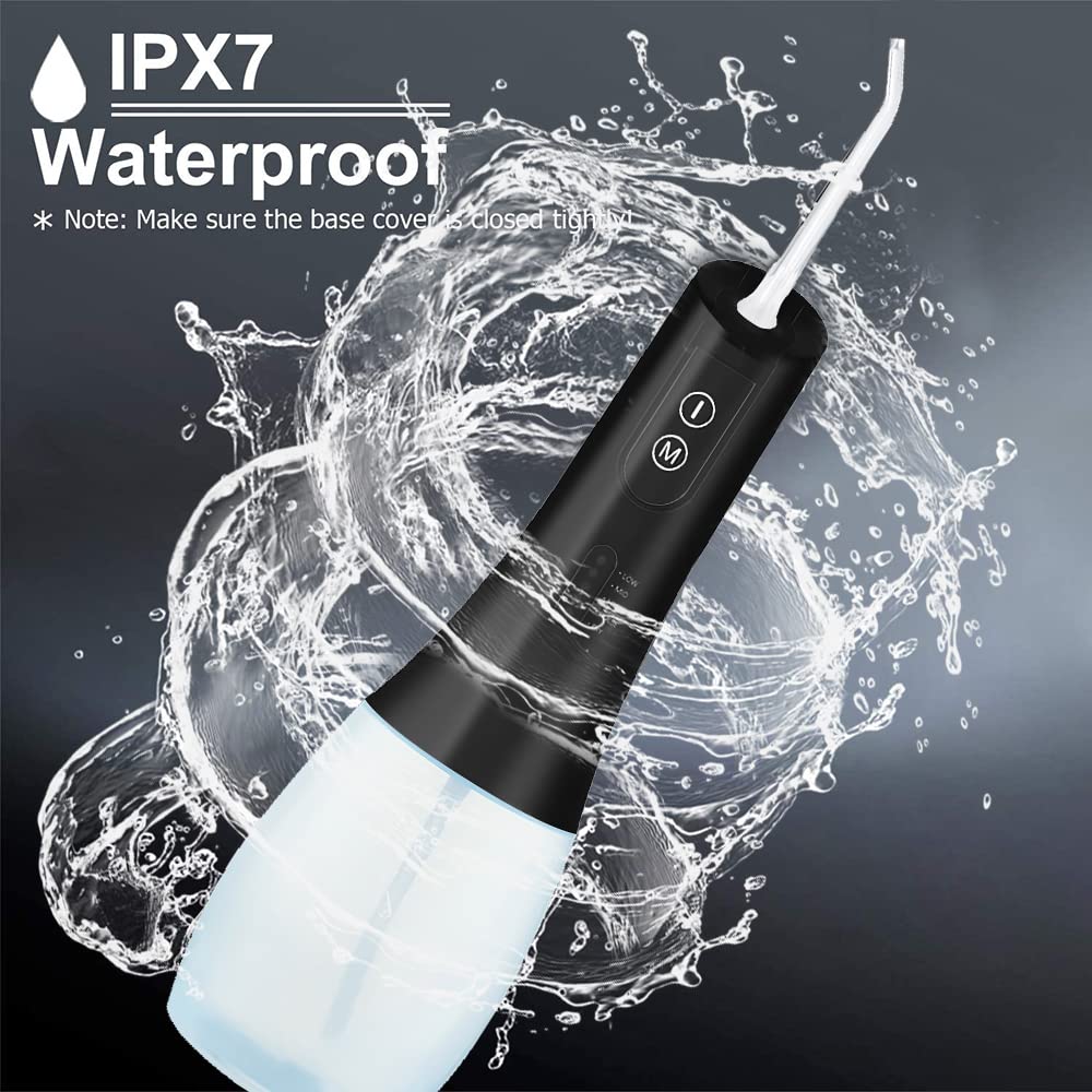 HANNEA Cordless Dental Flosser for Teeth with 200ml Detachable Water Tank, IP44 Waterproof, USB Rechargeable Dental Flosser, 3 Modes Quickly Clean the 99% Food Residues and Plaque