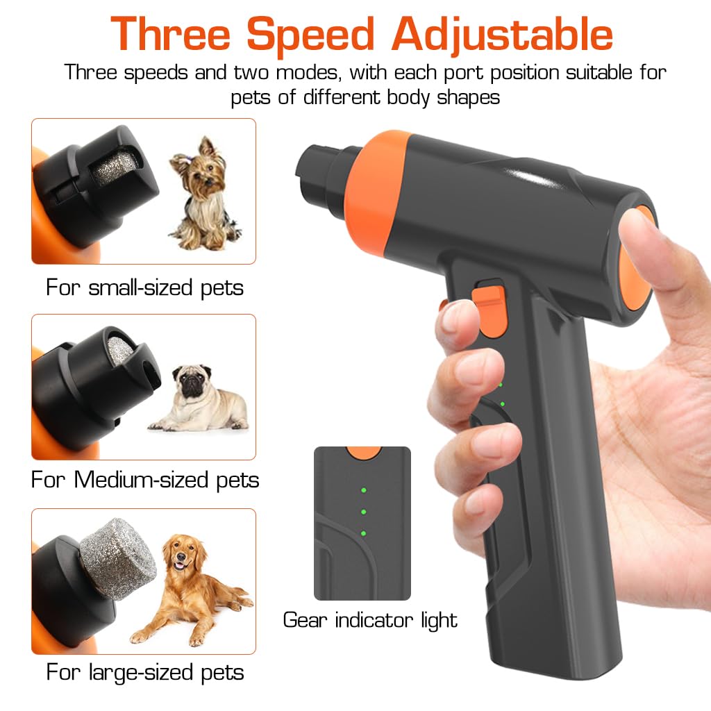 Qpets Dog Nail Grinder Cat Nail Cutter, Low Noise Electric Dog Nail Trimmer with LED Light & 3 Grinding Speeds, Pet Grooming Nail Grinder Rechargeable Nail Cutter for Cat Dog