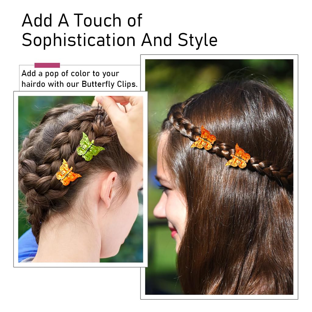 PALAY 50pcs Mini Butterfly Hair Claw Clips for Girls Shimmering Hair Clips 10 Colors Mini Butterfly Hair Claw Clips Hair Accessories for Girls Y2K Style Hair Accessories for Styling