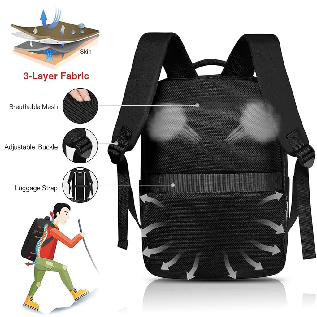 GUSTAVE Business Backpack for Men Fashion Business Laptop Backpack 15.6 inches Laptop Bag Breathable Back Support Design Waterproof Oxford Cloth Outdoor Travel Backpack, 30x15x43cm