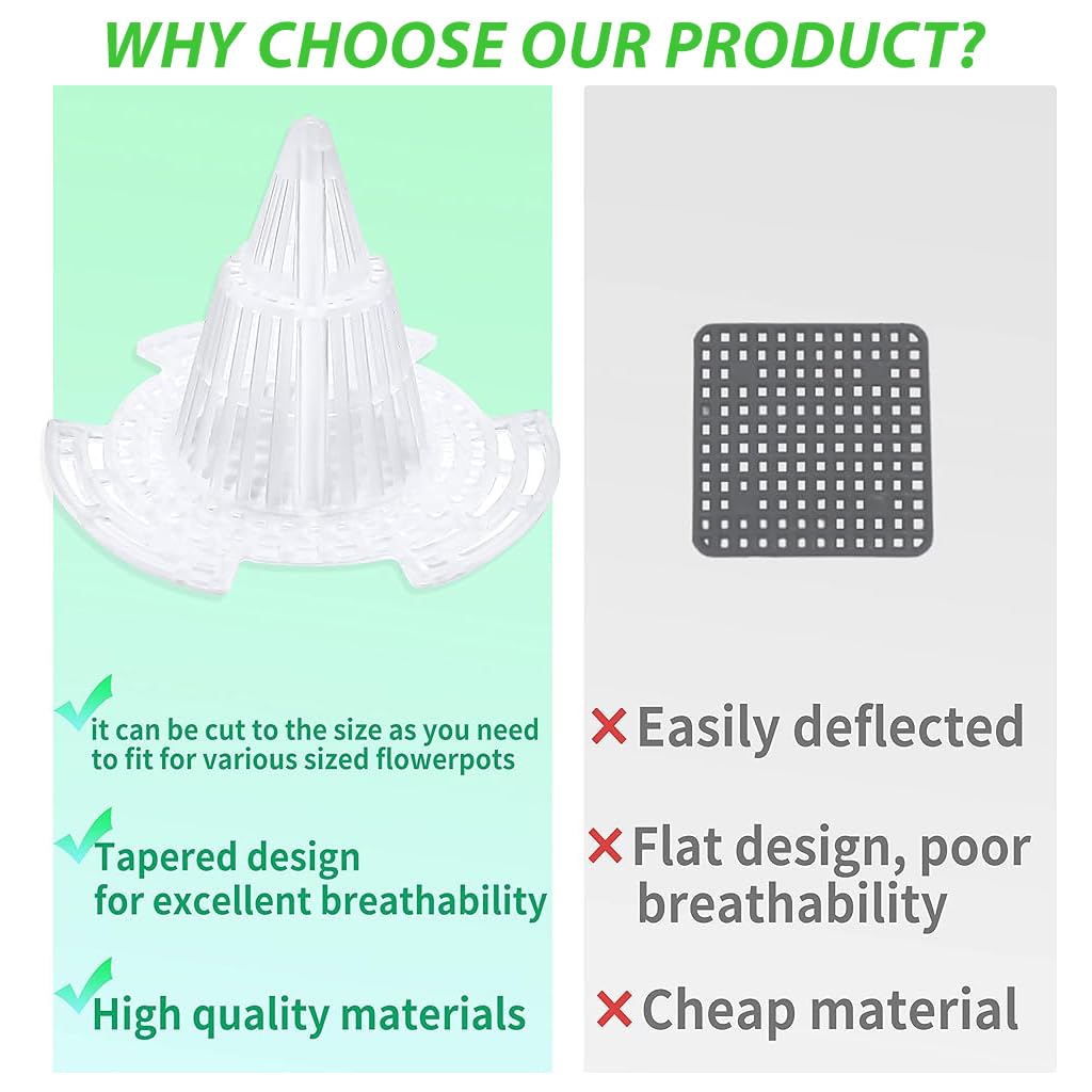 HASTHIP Flower Pot Hole Mesh - 10Pcs Plant Aeration Cone - Soil Air Diffuser Cone for Flower Plant - 7.4cm bonsai pots Drain Hole Cone - Prevent Waterlogging for Bonsai Pot & Succulent Planters