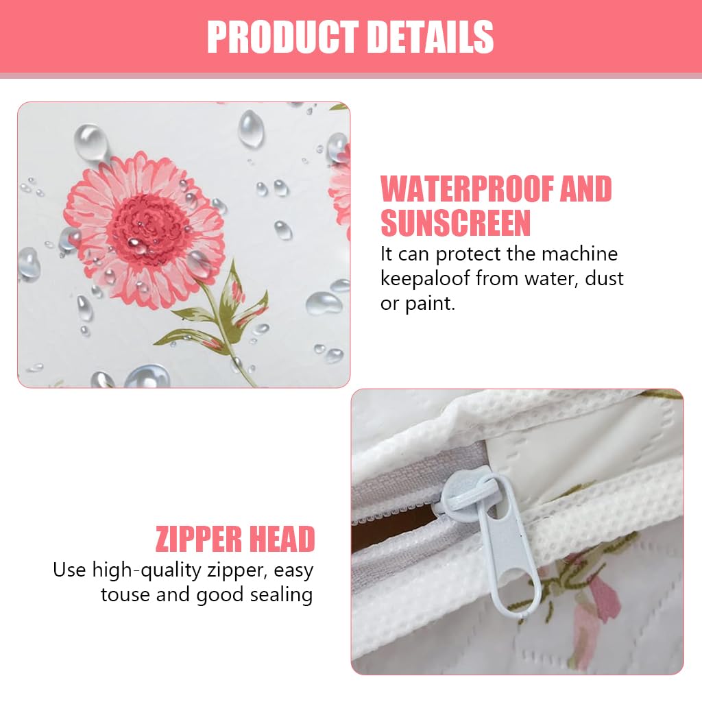 HASTHIP Washing Machine Dust Cover Front-Loading Washing Machine Dust Cover PEVA Washing Machine Fashion Floral Print Household Washing Machine Dust Cover