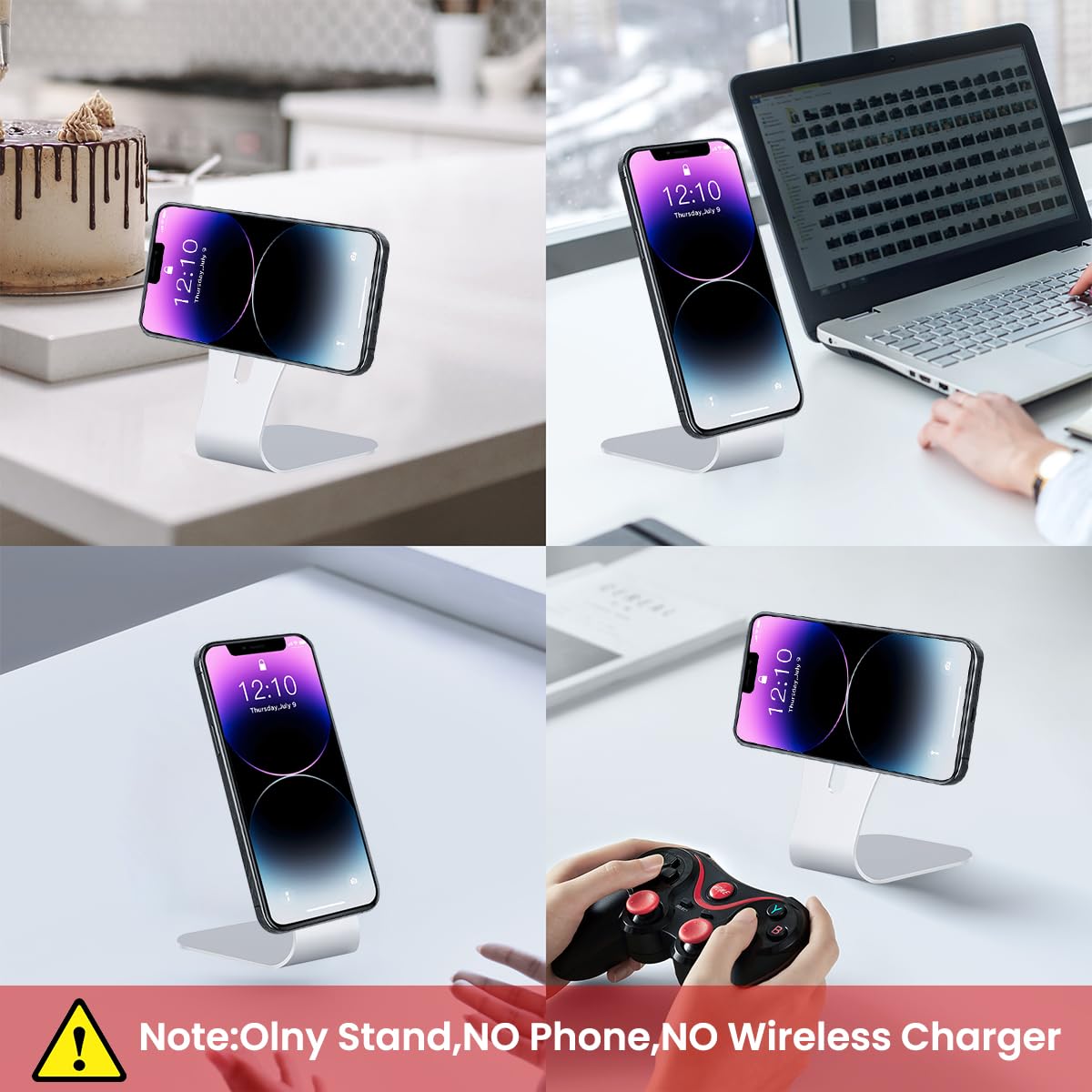 ZORBES Desk Phone Stand Magnetic Phone Holder Alloy Magnetic Ring Phone Holder Compatible with MagSafe Anti-slip Base Design Multi Purpose Strong Magnet Phone Holder for Home Office