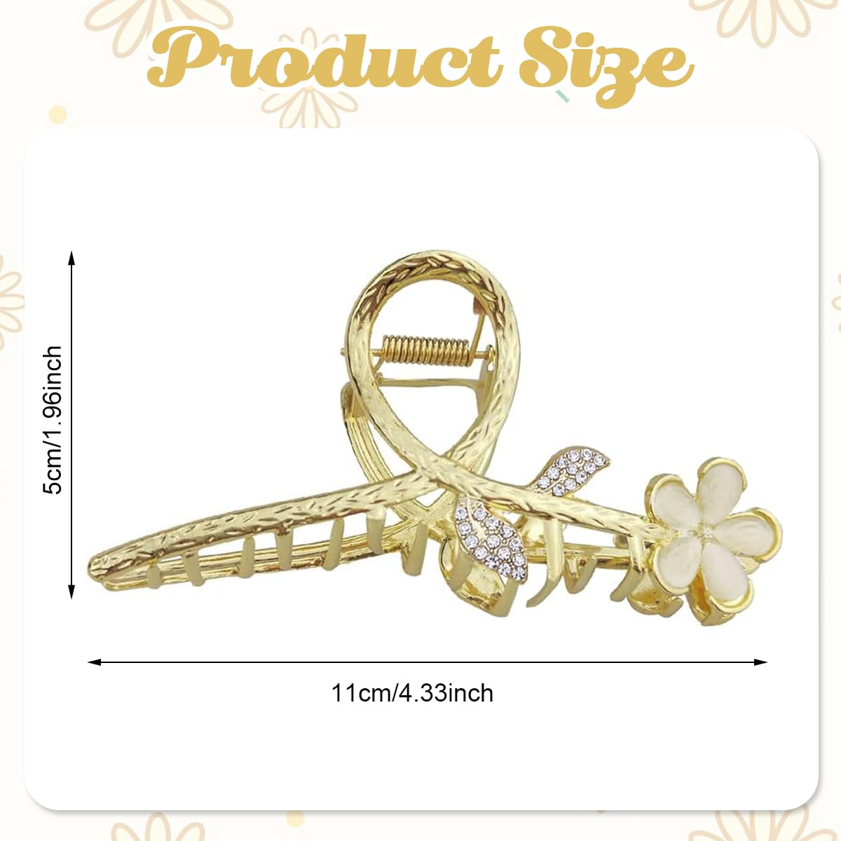 PALAY Hair Claw Clips for Women Large Flower Claw Clip for Hair Stylish Rhinestone Updo Hair Clip French Metal Hair Jaw Clips Strong Hold Hair Clamps