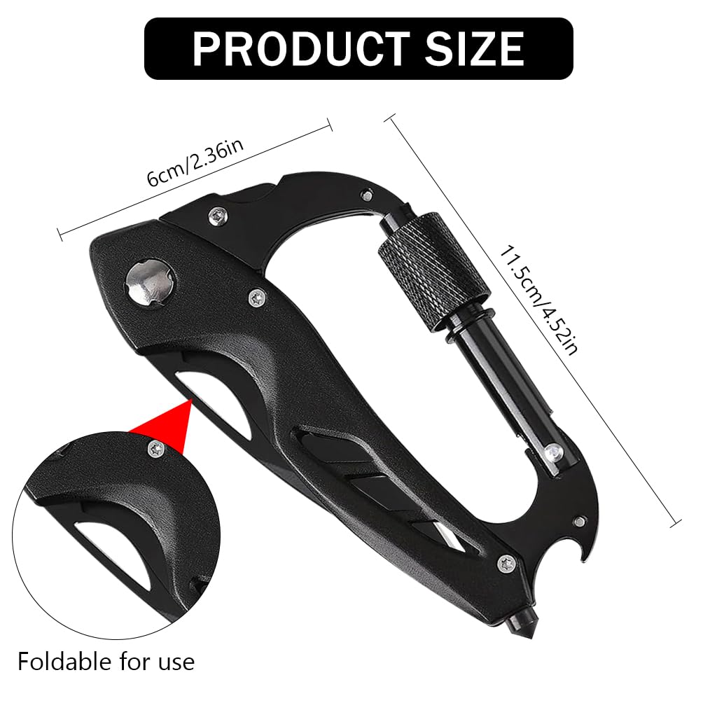 Optifit Fathers Day Gifts, Multifunctional Carabiner Duty Stainless Steel Carabiner, Portable Multi Tool, Multi tool for Climbing, Camping, Cycling, Hiking, Stainless Steel