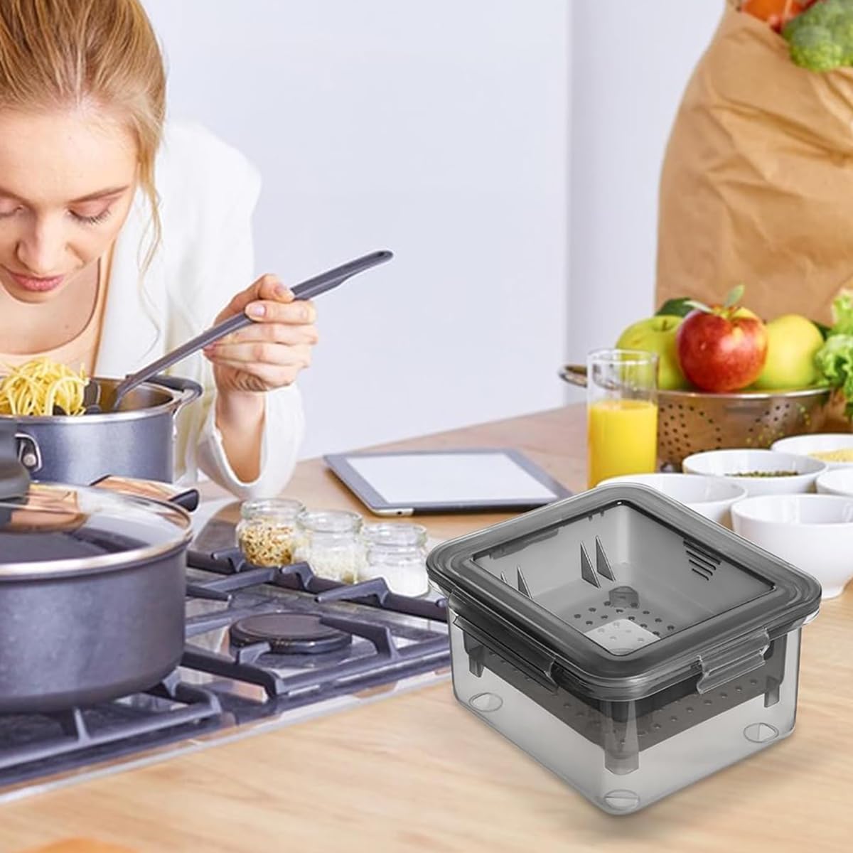 HASTHIP Tofu Press Food Grade Tofu Press Tofu Making Tools Homemade Tofu Tools Quick Excessive Water Removal Easy Tofu Drainer Press, Dish Washer Safe, 16x14x8.5cm