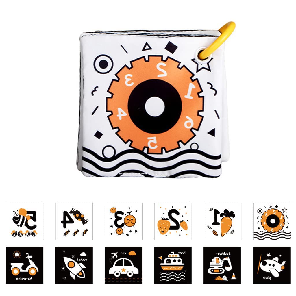 SNOWIE SOFT High Contrast Black and White Portable Baby Cloth Book Infant Tummy Time Toy Tear Resistance Hangable Cloth Book On Crib for Toddler Visual Development Toy for Toddler 0-12 Month