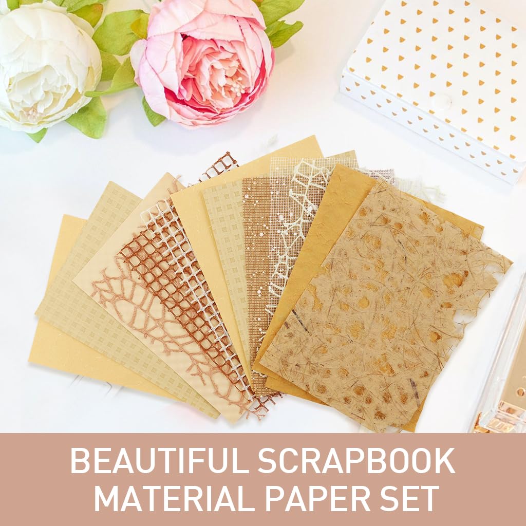 HASTHIP 16Pcs Textured Scrapbook Paper Textured Paper, 10x14cm Scrapbooking Materials Paper Assorted Textured Paper for Journaling, Card Making & DIY Crafts, Perfect Gift for Craft Lovers, Brown