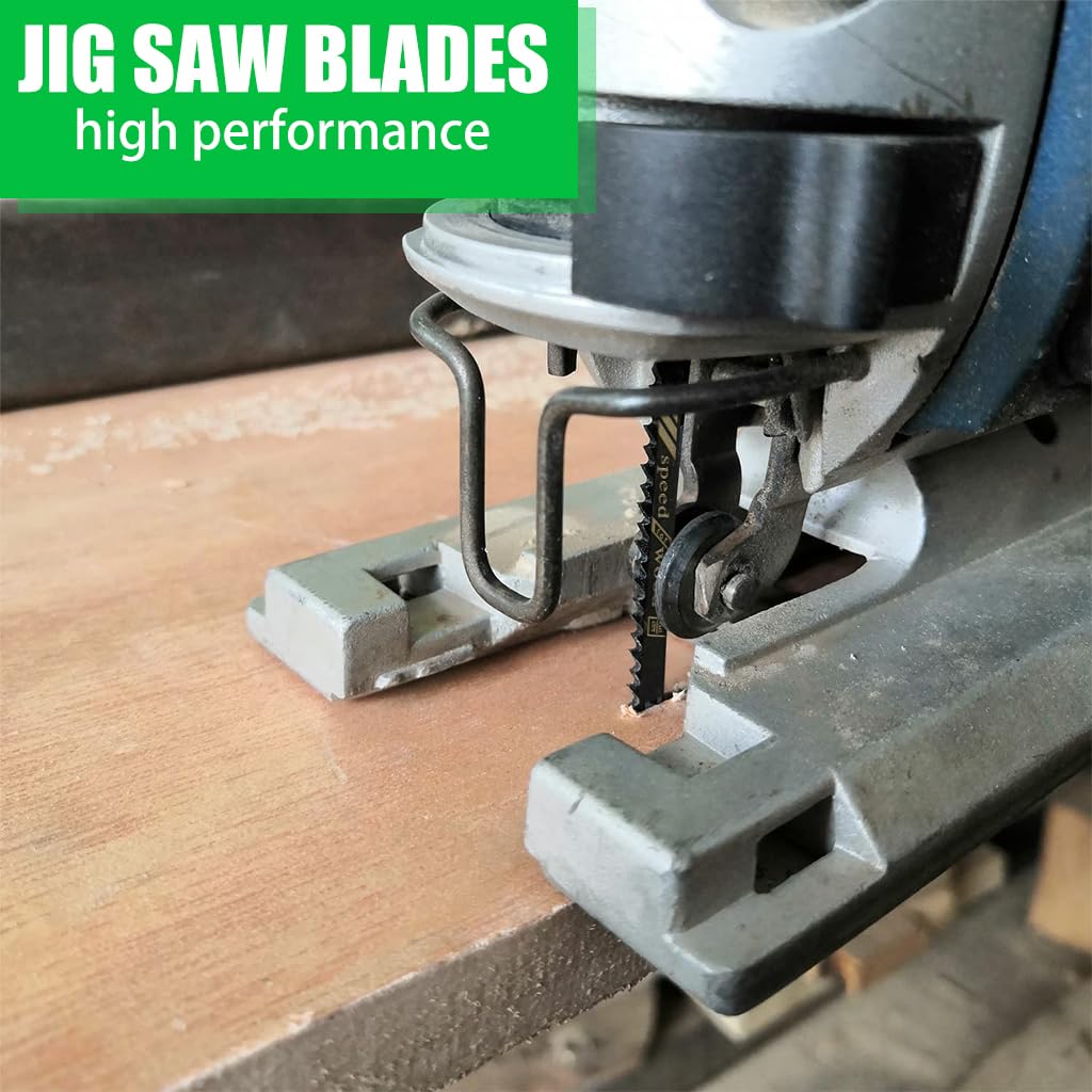 Serplex 50pcs T244D Jigsaw Blades Set T Shank Jigsaw Blades Tool for Wood Jig Saw Blade Set HCS Carbon Steel Saw Blades for Cutting Wood Curved & Scrolling Fine Finish Cuts