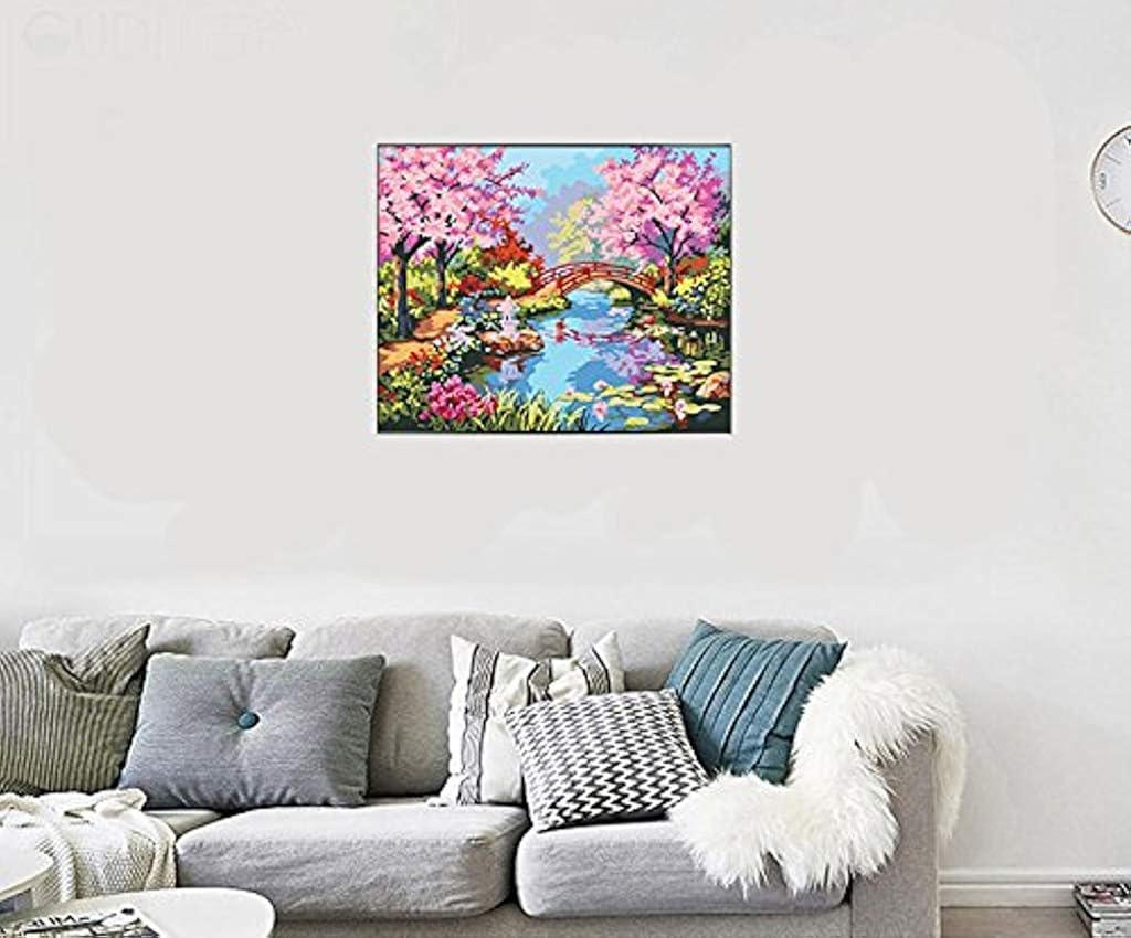 Venzina® DIY Oil Painting Paint by Numbers for Adults and Kids Gift Kits Pre-Printed Canvas Beginner with Brushes and Pigment -Xanadu 16 * 20 inch, Multicolour 2 PCS