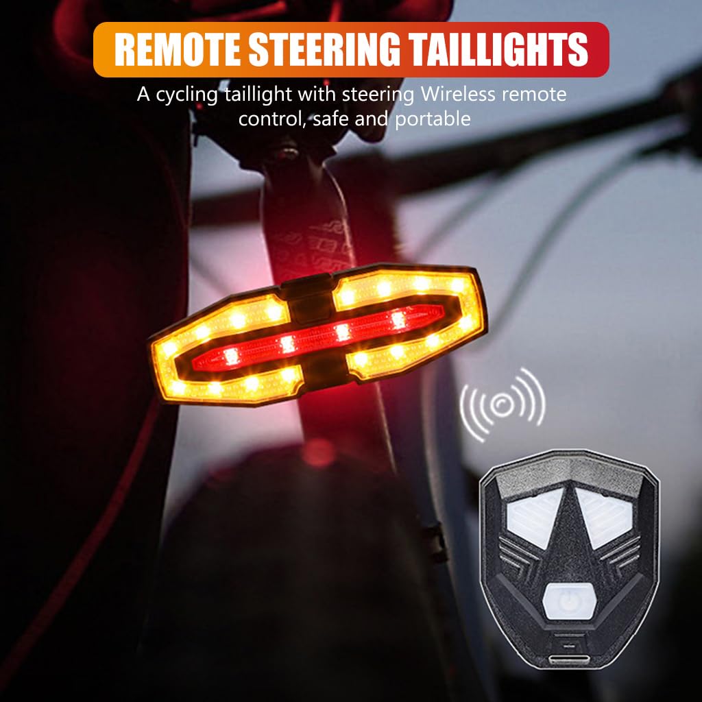 Proberos Waterproof Bike Tail Turn Signal Light with Remote Control High Brightness Dual Color LED Bike Warning Light with 3 Modes USB Rechargeable LED Turn Siginal Light for Bike, Motorcycle