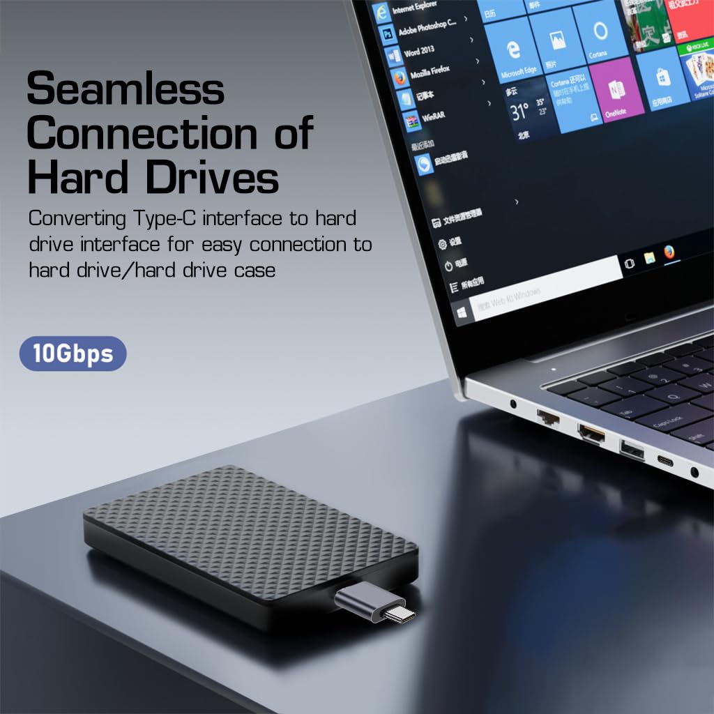 Verilux USB C to Micro B Adapter, Type C to USB 3.0 Micro B Hard Drive Adapter Compatible with MacBook Pro Air, Toshiba, Seagate, WD External Hard Drive, Galaxy S8/S9/S10, My Passport Elements