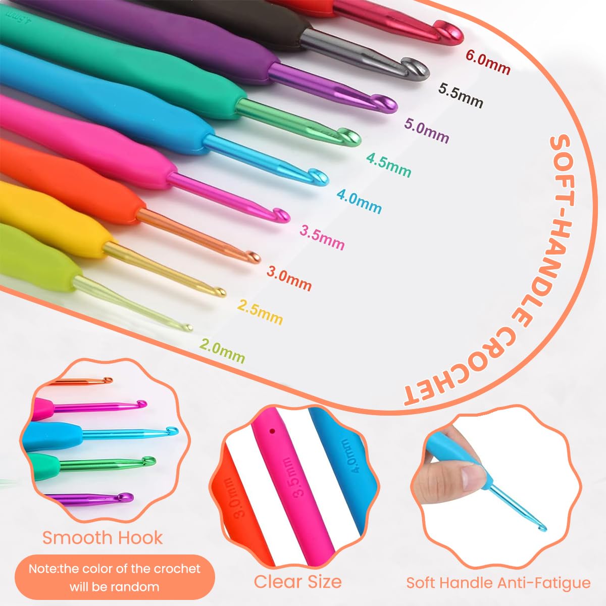 HASTHIP Crochet Needle Kit 107Pcs Crochet Knitting Needle Kit with Carry Bag DIY Crochet Needle Kit with Tools & Accessories Comprehensive Crochet Needle Kit for Beginners & Professionals