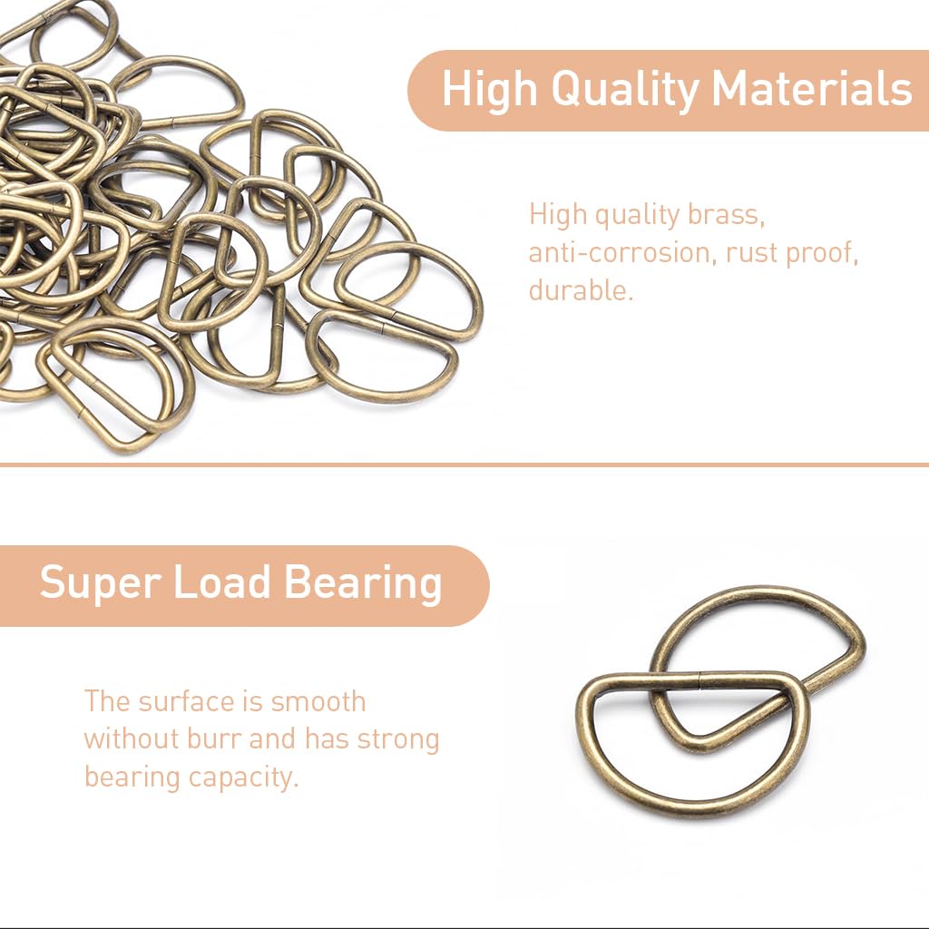 HASTHIP 40Pcs Metal D Rings 1'' D Ring for DIY Crafting 4 Colors Metal D Rings Attachments Rings Anchoring D Ring Leather Craft Metal D Rings for DIY Leather Bag DIY Pet Leather Collar