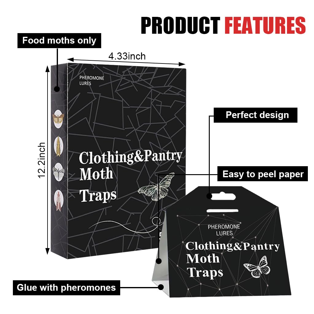 HASTHIP 5Pcs Lightweight Moth Traps - Fly Killer Repellent for Home - Moth Balls & Traps for Home Use - Moth Treatment & Prevention (Non-Toxic) - Moth Traps for Clothes & Pantry