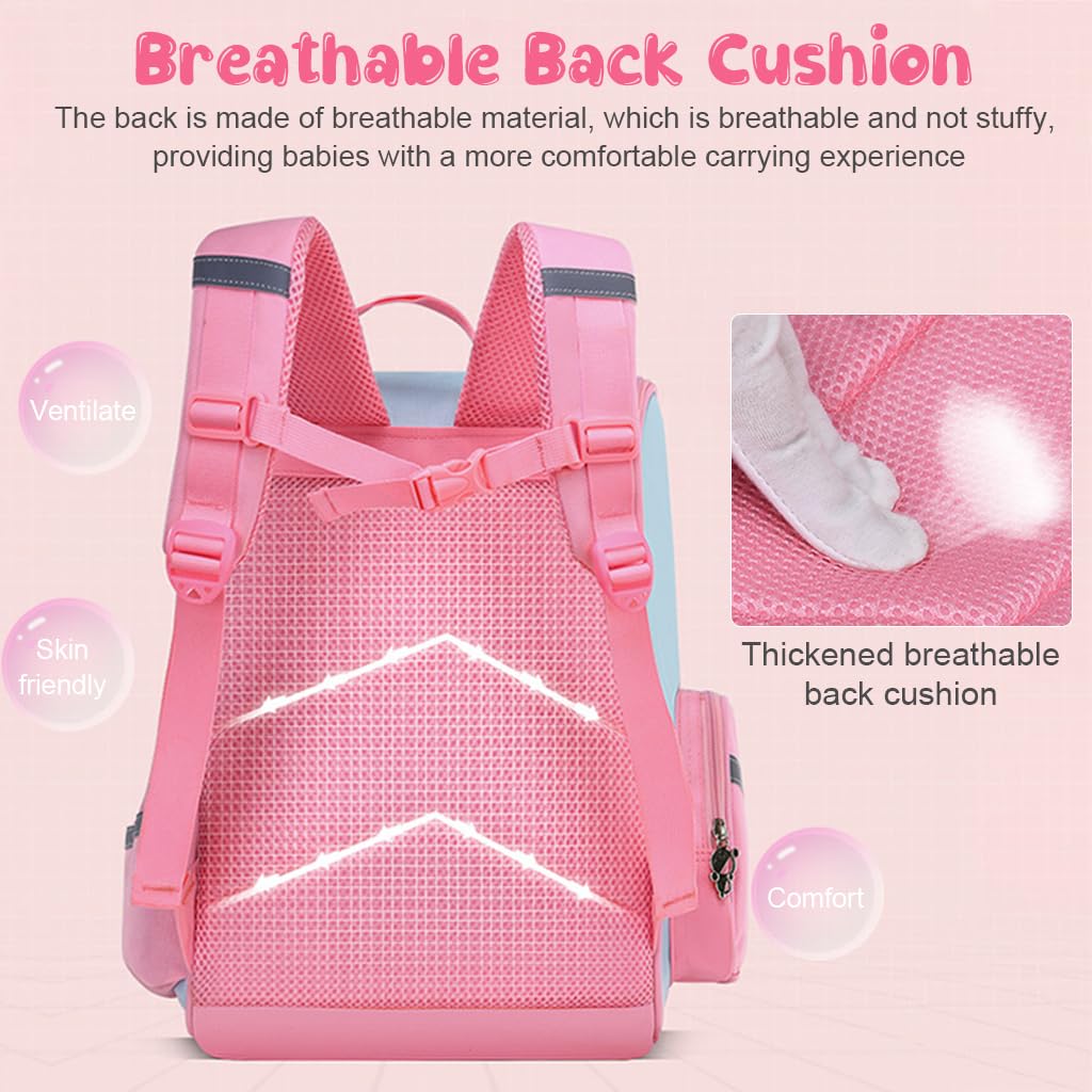 PALAY Girls School Backpack Unicorn Cartoon Backpack Primary Bookbag Waterproof Backpack for School, Travel, Camping, Burden-relief Backpack School Gift for Kids 6-12 Years Old