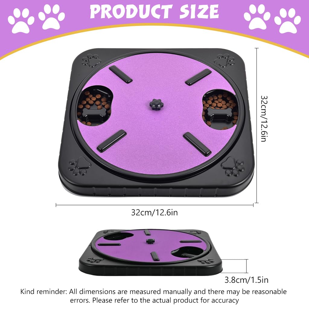 Qpets Dog Slow Feeder 2 in 1 Dog Slow Feeder Rotating Grinding Disc Dog Toy Foodgrade Plastic Dog Slow Feeder Disc Dog Slow Eating Training Disc with Rough Grinding Lid for Nail Grinding